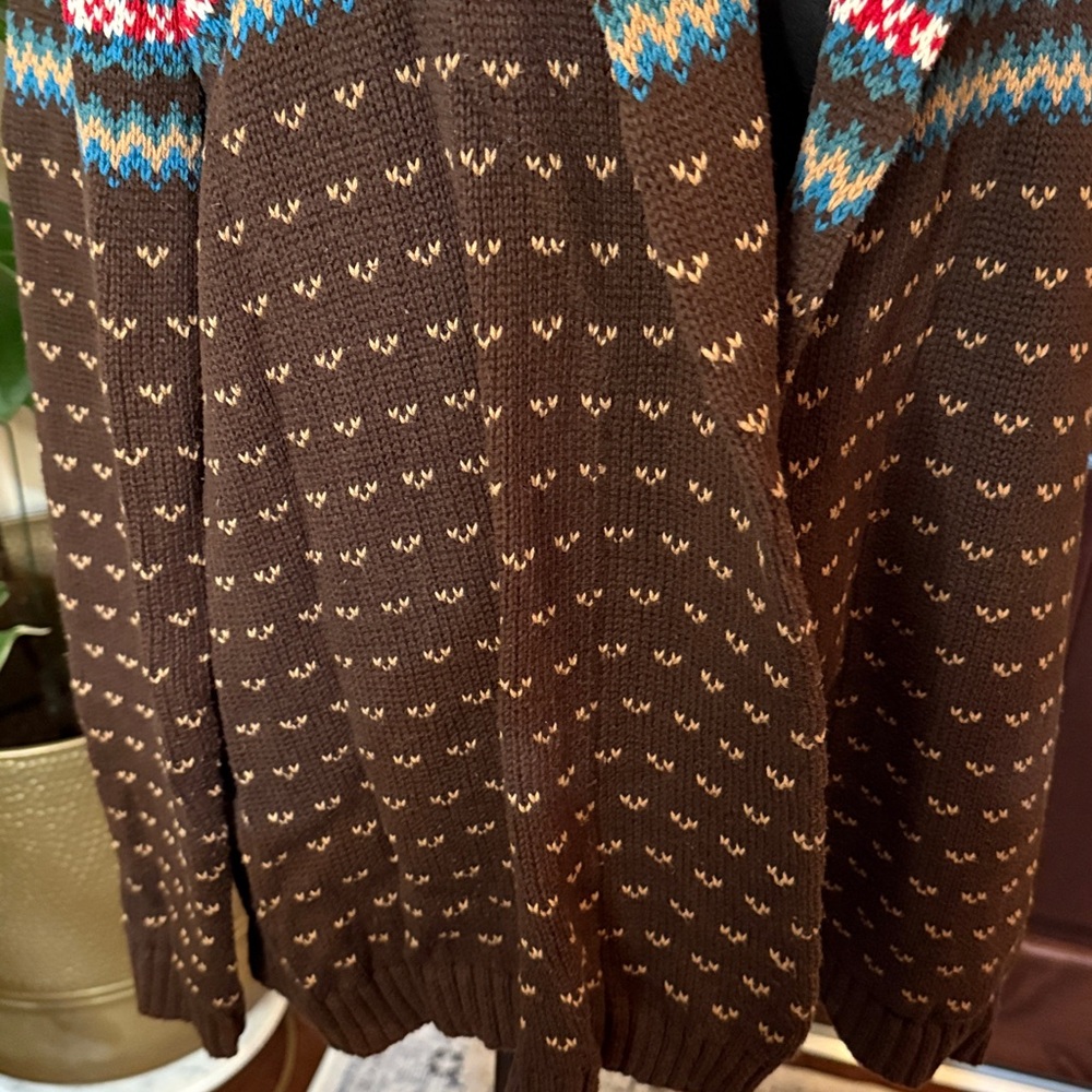 Chaps Ralph Lauren Vintage Fair Isle Shawl Cardigan Size L - Picture 15 of 16